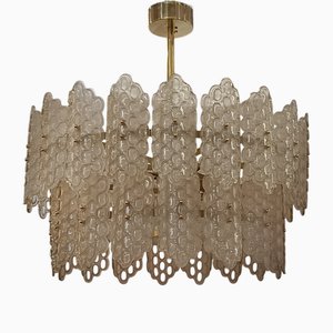 Mid-Century Murano Glass and Brass Chandelier, 2000s