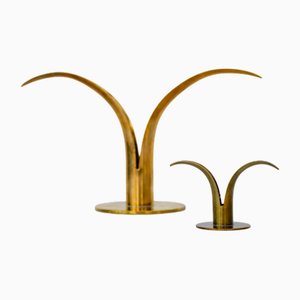 Bougeoirs en Laiton par Ivar Ålenius Björk pour Ystad-Metall, Set de 2
