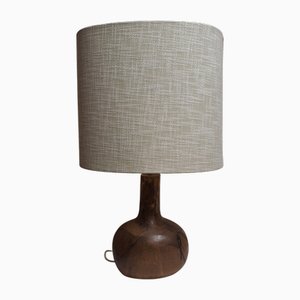 Lampe de Bureau Vintage avec Socle en Céramique Fait Main et Abat-Jour en Tissu Blanc Crème, 1970s