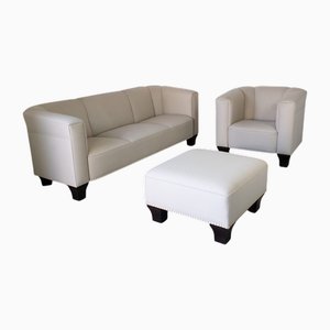 Palais Stoclet Sofa, Armchair and Ottoman by Josef Hoffmann for Wittmann, 1980s, Set of 3