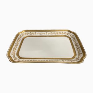 Plato de servicio alemán rectangular de porcelana, década de 1860