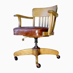 Silla de oficina giratoria antigua de Federdreh Albert Stoll, años 30