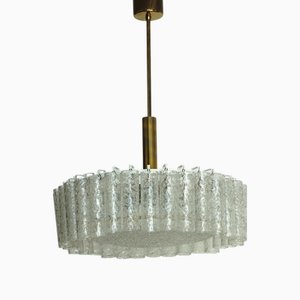 Vintage Hanging Lights in Metal Ice Glass from Doria Leuchten, 1960s