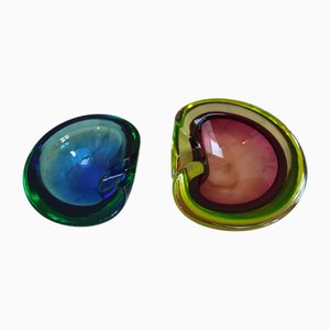 Cuencos de cristal de Murano con forma de riñón Geode de Murano Sommerso, años 60. Juego de 2