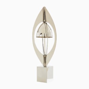 Nickel Metal Ogive Lamp by Jacques Charles for Maison Charles, 1965