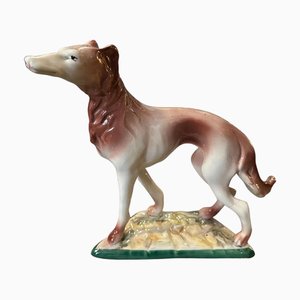 Figurine en Porcelaine Peinte et fabriquée à la Main d'un Lévrier par Elsa Lagorio, 1960s