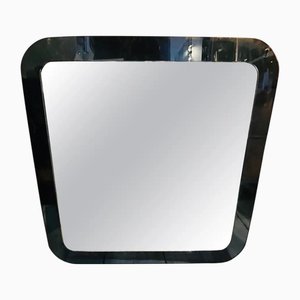 Space Age Square Blue and Clear Glass Wall Mirror attributed to Lupi Cristal Luxor, 1970s