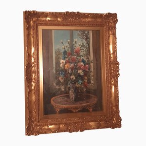 PV Lietti, Blumen, 1973, Öl auf Leinwand, Gerahmt