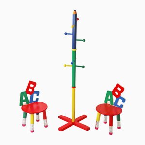 Portemanteau Chaises et Crayons pour Enfant ABC, France 1980s, Set de 3