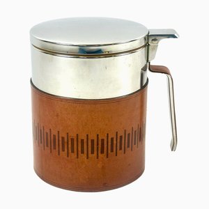 Mid-Century Eiskübel aus Leder & Stahl von Grasoli, 1960er