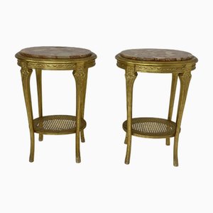 Italienische Ovale Mid-Century Nachttische, 1960er, 2er Set