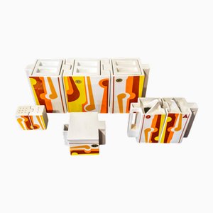 Ceramics Cubicon Collection by Peter Chinni for Arte Ceramica Romana Pomezia, Italy, 1970s, Set of 8