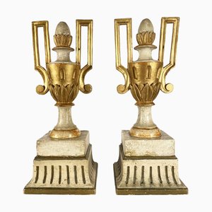 Empire Vasen in Elfenbein & Gold, 1800er, 2er Set