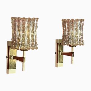 Mid-Century Italian Murano Glass Wall Lamps, 1950s, Set of 2
