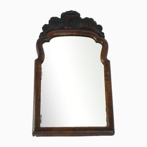 Small Dutch Scalloped Wooden Mirror with Carved Ornament