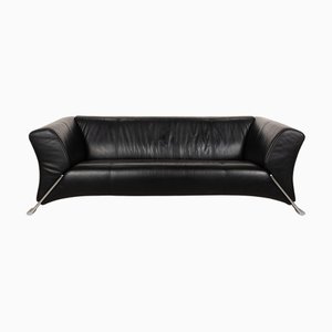 322 3-Sitzer Sofa aus schwarzem Leder von Rolf Benz