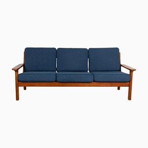 3-Seater Sofa in Wood and Blue Fabric from Glostrup