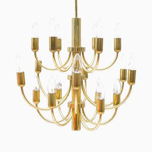 16-Light Golden Chandelier, 1960s