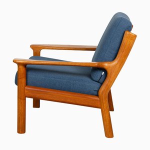 Wood and Blue Fabric Armchair from Glostrup
