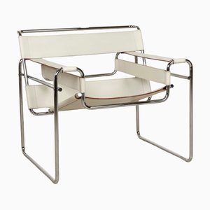 Bauhaus Wassily Chair in Cream Leather by Marcel Breuer for Knoll Inc. / Knoll International