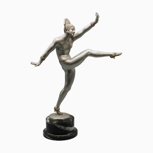 JP Morante, Art Deco High Kick, Cold Painted Bronze, 1920s-1940s