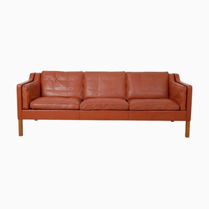 2213 3-Seater Sofa in Patinated Cognac Leather by Børge Mogensen, 1980s