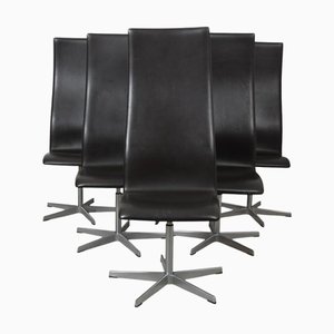 Oxford Chairs in Dark Brown Leather by Arne Jacobsen, 2000s, Set of 6