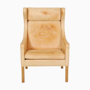 2204 Wingchair in Natural Leather by Børge Mogensen, 2000s