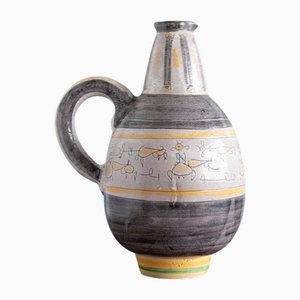 Large Mid-Century Vallauris Sgraffito Pottery Jug