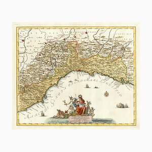 Carte de la Ligurie, Italie, Milieu du 18ème Siècle