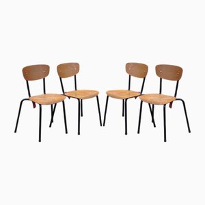 Chaises Empilables d'École, France, 1950s, Set de 4