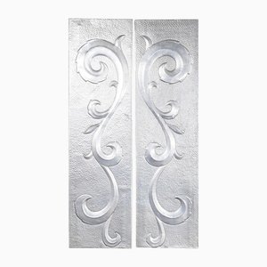 Paneles de pared decorativos grandes hechos a mano, años 40. Juego de 2