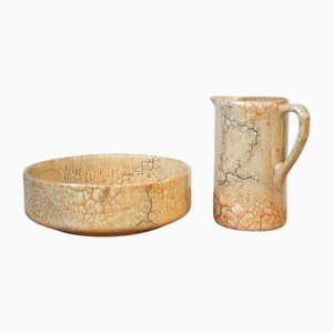 Pichet et Bol Craquele en Céramique par Ditmar Urbach, République Tchèque, 1980s, Set de 2