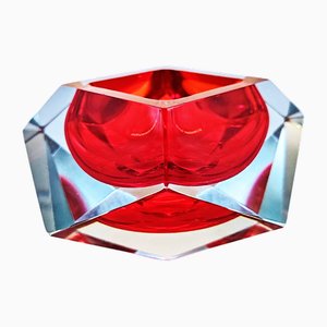 Red Ashtray in Murano Glass attributed to Flavio Poli for Seguso, 1960s
