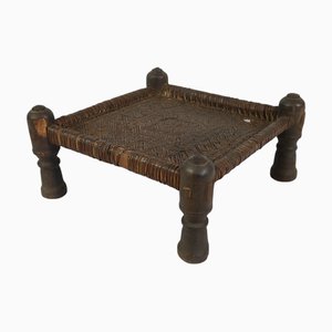 19th Century Low Cedar Stool, Nuristan, 1890s