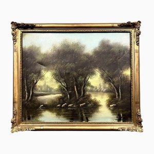 Eugène Petit, Napoleon III Schullandschaft von Barbizon, 1800er, Öl auf Leinwand, Gerahmt