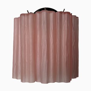 Murano Glass Tube Wall Sconces with 5 Pink Etched Glass Tube, 1990s, Set of 2