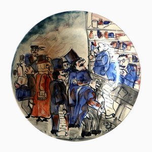 Vintage Italian Art Ceramic Rossicone Pharmacy Plate by Franz Borghese, 1980
