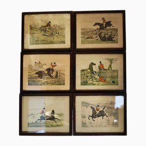 Henry Alken, Hunting Scenes, Chromolithograph Prints, 1820, Set of 6