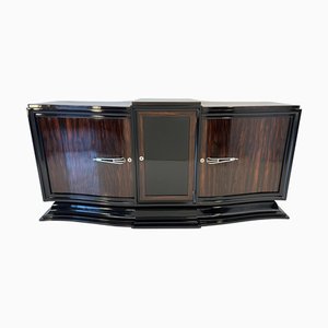 Französisches Art Deco Sideboard aus Makassar & Schwarzem Lack, 1930er