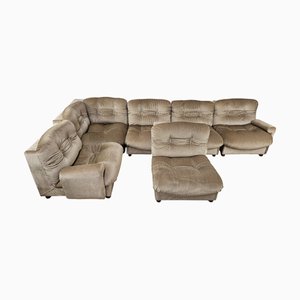 Modular Corner Sofa in Light Brown, 1970, Set of 6
