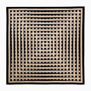 Tapis en Laine Capitonné Kinetic Noir et Beige par Marcello Morandini, 1989