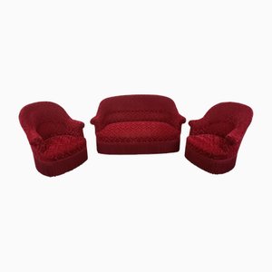 Red Toad Sofa and Chairs, 1950s, Set of 3
