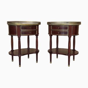 Louis XV Kidney Shape Nightstands with Two Drawers and Low Shelve, 1890, Set of 2