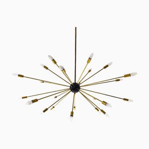 Mid-Century Modern Sputnik Kronleuchter aus Messing, 1950er