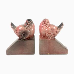 Art Deco Pink Sparrow Bookends, 1930s, Set of 2