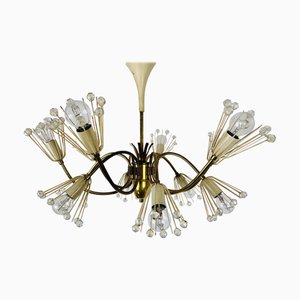 Lampadario in vetro e ottone attribuito a Emil Stejnar per Rupert Nikoll, anni '60, set di 2