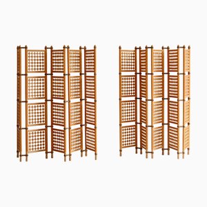 Moderne skandinavische Paravents oder Raumteiler aus gebeiztem Buchenholz von Hans J. Wegner, 1940er, 2er Set
