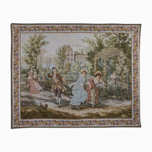 Vintage French Tapestry Gallant Scene by JP Paris Panneaux Gobelins, 1970s