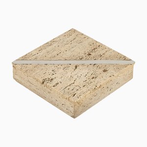 Rechteckige Midcentury Box aus Travertin, 1970er